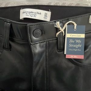 Abercrombie curve love leather 90s straight ultra high rise